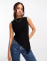 Фото #1 товара ASOS DESIGN slash neck tank top with ruffle godet detail in black