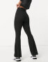 Фото #2 товара ASOS DESIGN rib flare trouser with lettuce hem in black