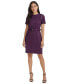 ფოტო #1 პროდუქტის Petite Faux-Suede Belted Sheath Dress