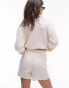 Topshop knitted co-ord rib shorts in cream Бежевый, S - EU 36-38 - фото #3