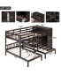 Фото #6 товара Full-Over-Twin-Twin Bunk Bed With Shelves, Wardrobe And Mirror