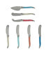 Laguiole Coral and Turquoise Cheese Knife and Spreader Set, 7 Piece