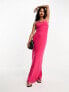 ASOS DESIGN square neck strappy maxi dress in bright pink