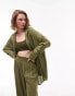 Фото #3 товара Topshop co-ord textured beach shirt in olive