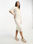 Фото #1 товара Vero Moda ribbed t-shirt midi dress in cream