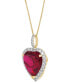 Lab Grown Ruby (9-1/4 ct. t.w.) & Lab Grown Diamond (1/2 ct. t.w.) Heart Halo 18" Pendant Necklace in 14k Gold (Also in Lab Grown Sapphire)