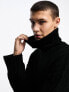 COLLUSION Unisex knitted ribbed oversized rollneck jumper in black