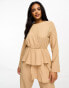 Фото #2 товара Trendyol modest jumpsuit with peplum detail in camel