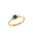 Cushion Emerald Gemstone Round Natural Diamond 14K Yellow Gold Birthstone Ring