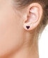ფოტო #3 პროდუქტის EFFY® Sapphire Pavé Heart Stud Earrings (1/3 ct. t.w.) in 14k Gold (Also available in Ruby)
