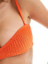 ASOS DESIGN shirred shaped bandeau bikini top in orange