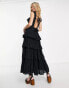 Reclaimed Vintage maxi smock dress with tiers in black