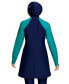 Фото #2 товара Nike Women's Colorblocked Long-Sleeve Swim Tunic Swimsuit size L 303946