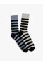 Çizgili Soket Çorap Seti 2'li Çok Renkli