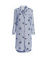 Фото #3 товара Women's Drapey Flannel Long Sleeve Button Down Knee Length Sleepshirt Nightgown