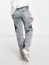 Фото #5 товара Miss Selfridge cargo wide leg jean in dark acid wash