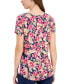 Women's Printed Short Sleeve Scoop-neck Top, Created for Macy's