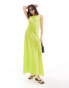 Vero Moda satin tie shoulder maxi slip dress with seam detail in lime Зеленый, XL - EU 42 - фото #2