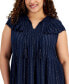 Фото #4 товара Stye & Co Plus Size V-Neck Short-Sleeve Ruffle Shine Dress, Created for Macy's