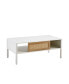 Modern white rattan coffee table with storage and metal legs