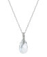 ფოტო #2 პროდუქტის Fine Crystal and Cubic Zirconia 18" Teardrop Pendant in Sterling Silver