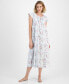 Фото #3 товара Women's Cotton Floral Flutter-Sleeve Keyhole Nightgown, Created for Macy's