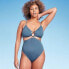 Фото #2 товара Women's Cut Out Bead Detail One Piece Swimsuit - Shade & Shore Blue S