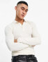 Фото #4 товара ASOS DESIGN long sleeve muscle polo in cream