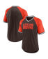 Фото #1 товара Men's Brown, Orange Cleveland Browns Second Wind Raglan V-Neck T-shirt