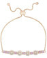 ფოტო #1 პროდუქტის Simulated Opal and Pink Cubic Zirconia Round Adjustable Bolo Bracelet in Fine Rose Gold Plate