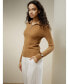 Фото #3 товара Women's Gaia Ribbed Half Zip Ultra-fine Wool Sweater