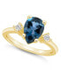 ფოტო #1 პროდუქტის London Blue Topaz and Diamond Ring (2-1/2 ct.t.w and 1/10 ct.t.w) 14K Yellow Gold