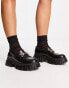 ASOS DESIGN Wide Fit Magnus chunky loafers in black patent