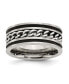 Stainless Steel Black IP-plated Chain Inlay 10mm Band Ring