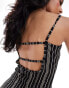 Фото #2 товара ASOS DESIGN striped strappy maxi dress with back detail in black