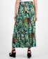 Petite Tiered Foliage-Print Button-Front Skirt