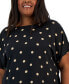 Фото #3 товара Plus Size Dot-Print Bateau-Neck Short-Sleeve Blouse