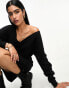 Фото #2 товара ASOS DESIGN supersoft slouchy v neck jumper mini dress in black