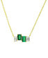 ფოტო #1 პროდუქტის Lab-Grown Emerald (1-1/5 ct. t.w.) & Lab-Grown White Sapphire (3/4 ct. t.w.) Four Stone 18" Collar Necklace in 14k Gold-Plated Sterling Silver