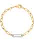 ფოტო #1 პროდუქტის Diamond Bar Paperclip Link Chain Bracelet (1/5 ct. t.w.) in Sterling Silver & 14k Gold-Plate