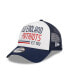 Фото #1 товара Men's White/Navy New England Patriots Stacked A-Frame Trucker 9FORTY Adjustable Hat