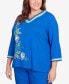 Фото #5 товара Plus Size Tradewinds Asymmetric Flower Crochet Trim Top