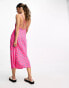 Фото #4 товара Vila floral cami midi dress with back detail in bright pink