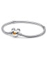 Фото #1 товара Moments Sterling Silver and 14K Gold-Plated Disney 100th Anniversary Snake Chain Bracelet