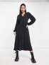 New Look button front long sleeved tea dress in black