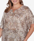 Plus Size Floral Double Bar Neckline T-Shirt