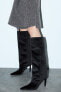 Velvet high-heel knee-high boots