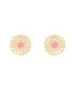 Pink Dahlia Flower Stud Earrings