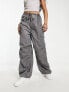 Monki parachute trousers in grey