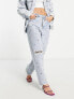 Signature 8 co-ord ripped embellished mom jean in light wash